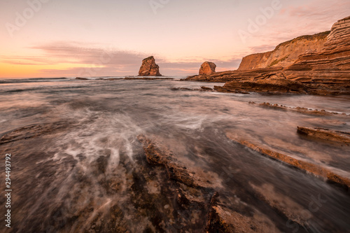 Long exposure at low tide on the rocks called two sisters of Hendaye. France