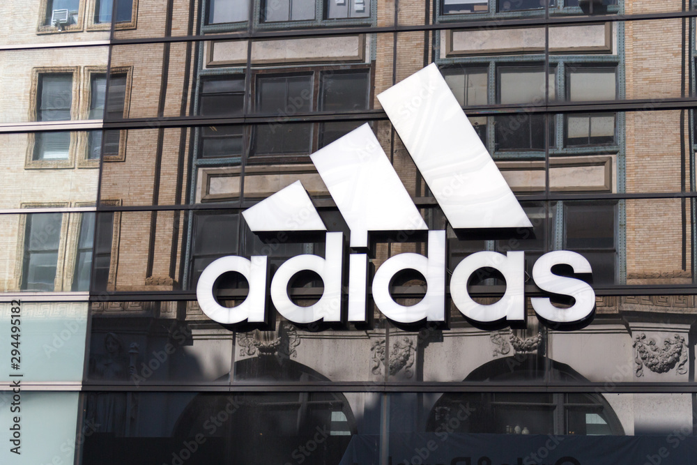 NEW YORK, USA - MAY 16, 2019: Adidas logo on a store front in Manhattan,  New York Stock Photo | Adobe Stock