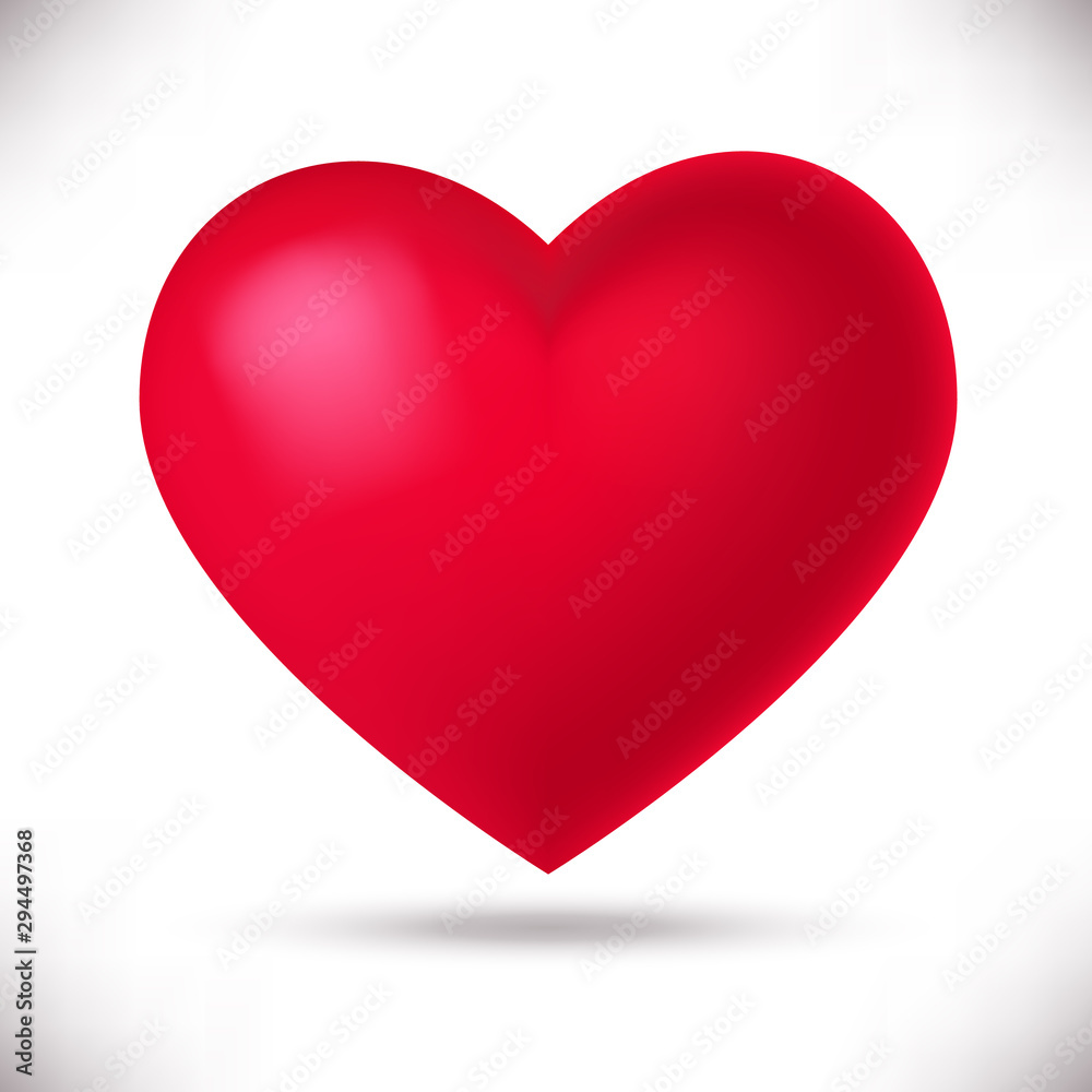 Red heart icon design element. Love symbol isolated on white background. Perfect for website, badge, poster, cover, booklet, print, flyer, blank, card, ad, sign.Raster illustration.Clipart