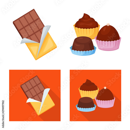 Vector design of food and yummy icon. Set of food and brown stock vector illustration.