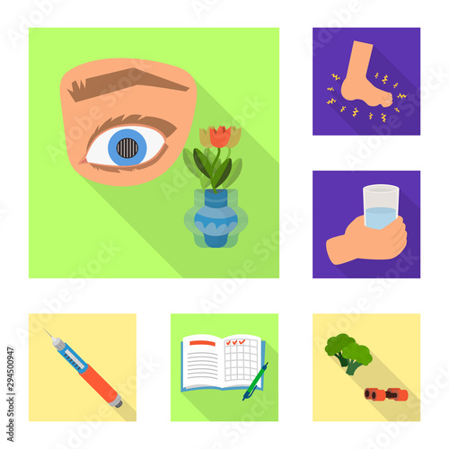 Vector illustration of symptom and disease icon. Set of symptom and treatment stock symbol for web.
