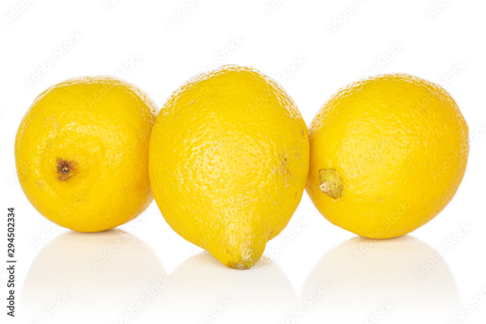 Group of three whole fresh yellow lemon isolated on white background Group of three whole fresh yellow lemon isolated on white background