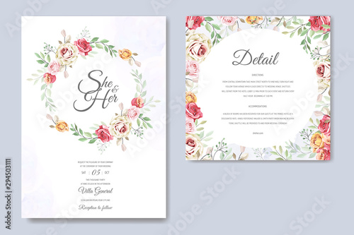 wedding card with beautiful floral template