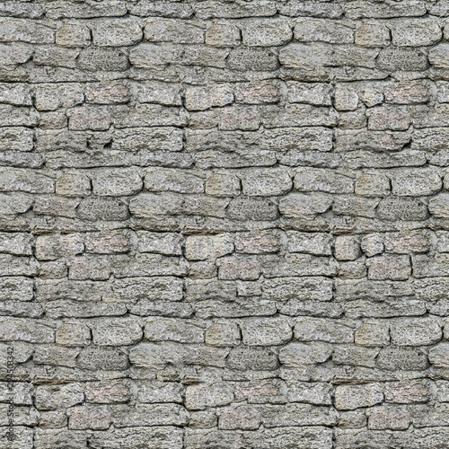 Large square brick wall seamless pattern. Repeating texture shell rock.