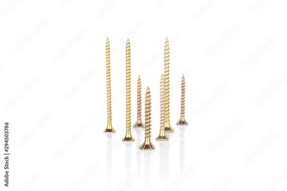 Group of seven whole metallic glossy bolt isolated on white background Group of seven whole metallic glossy bolt isolated on white background