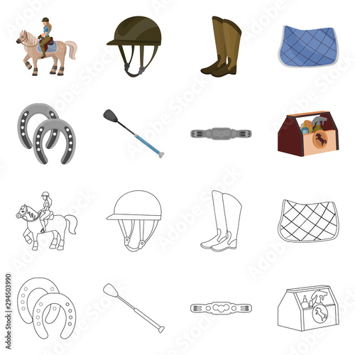 Vector illustration of equipment and riding icon. Set of equipment and competition stock vector illustration.