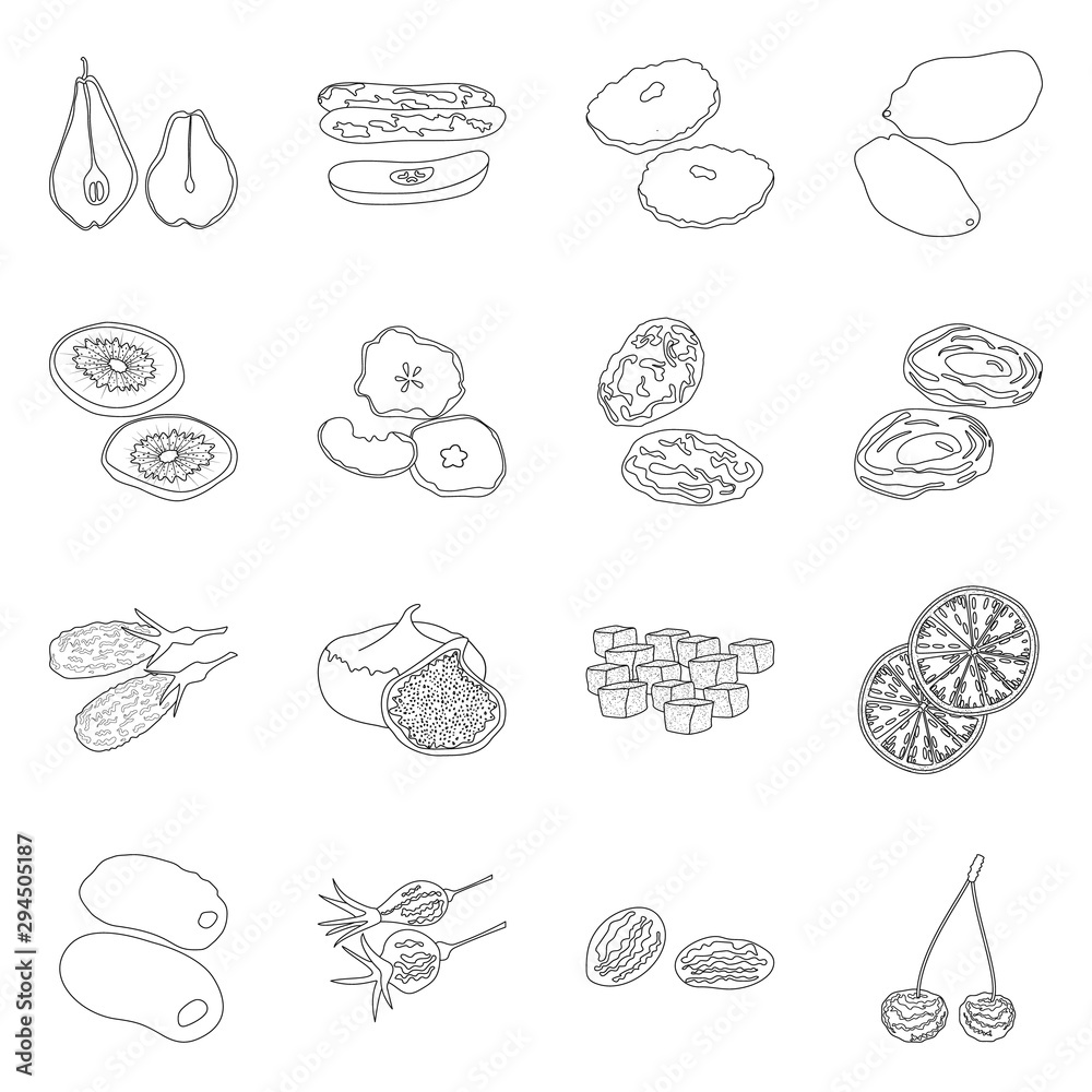 Vector design of food and raw logo. Collection of food and nature stock vector illustration.