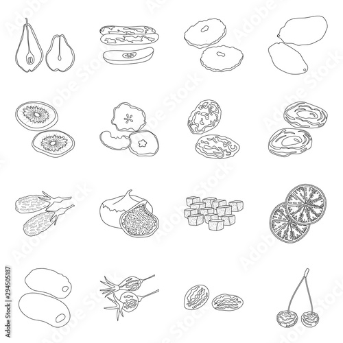 Vector design of food and raw logo. Collection of food and nature stock vector illustration.