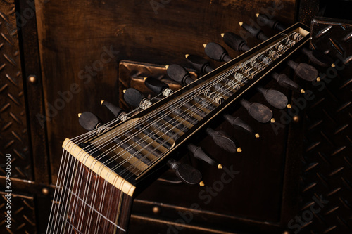 Lute of the 17th century. Close-up details......