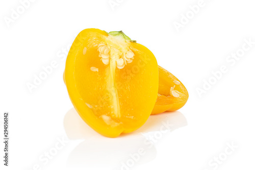 One whole fresh pepper isolated on white background