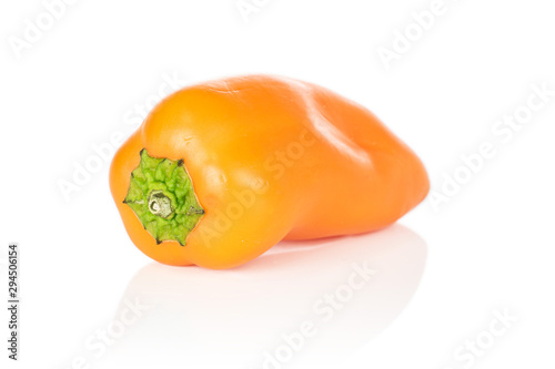 One whole fresh pepper isolated on white background photo