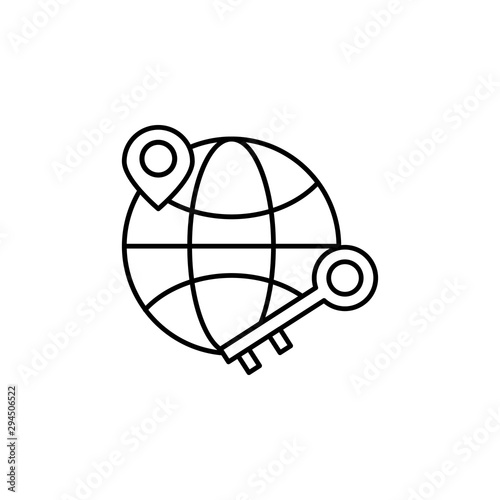 Global local lock icon. Element of confidential line icon