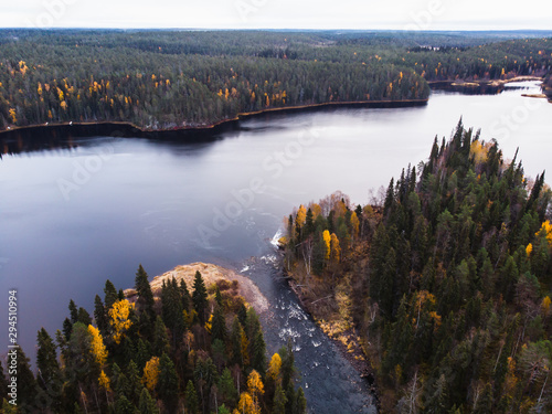 Autumn view of Oulanka National Park landscape  during hiking  a finnish national park in the Northern Ostrobothnia and Lapland regions of Finland