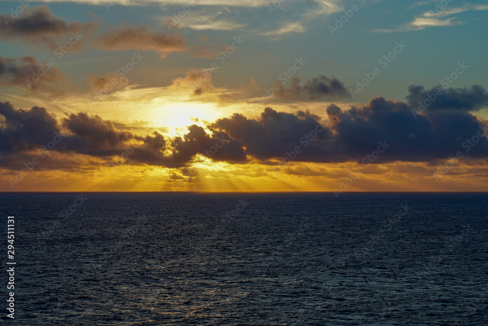 Sunset from cruise ship off the coast of Italy