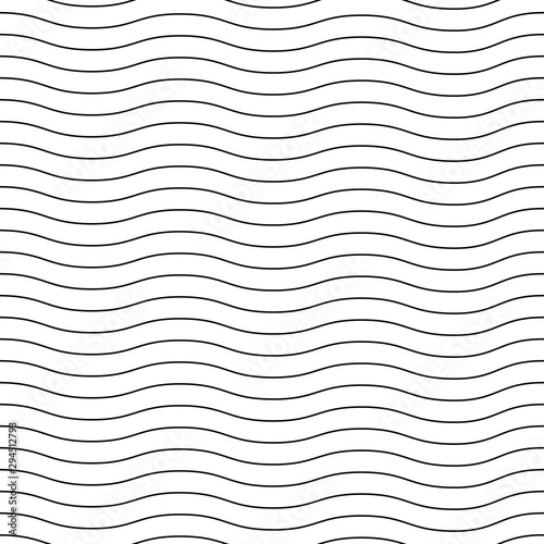 Vector seamless pattern. Modern stylish texture with wavy stripes. Geometric black white abstract background.