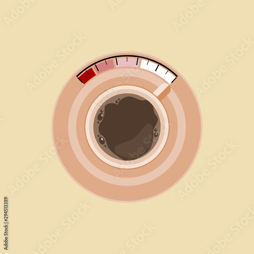Editable Top View a Cup of Coffee Vector Illustration as Fuel Level for Additional Element of Cafe or Business Related Design Project With Recharging Strength Concept