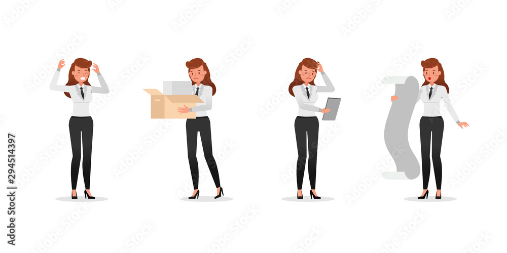 Business Woman showing different gestures character vector design. no17 Business Woman showing different gestures character vector design. no17