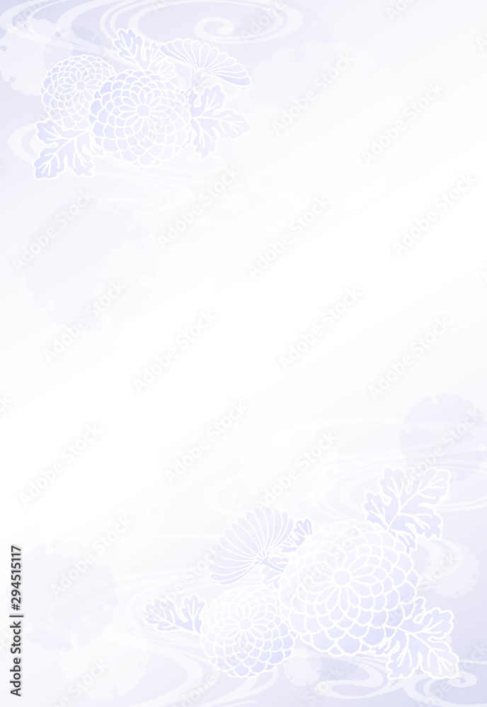 喪中はがき 菊 雪輪 流水紋 手描き テンプレート 喪中はがき 菊 雪輪 流水紋 手描き テンプレート