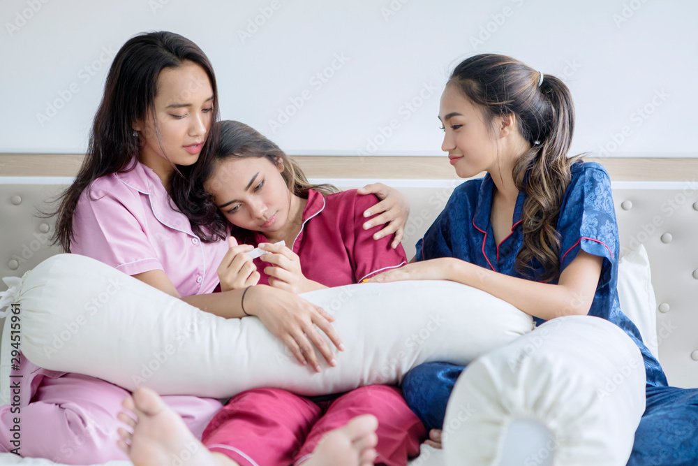 Teenage girl gets friend support after pregnancy test Teenage girl gets friend support after pregnancy test