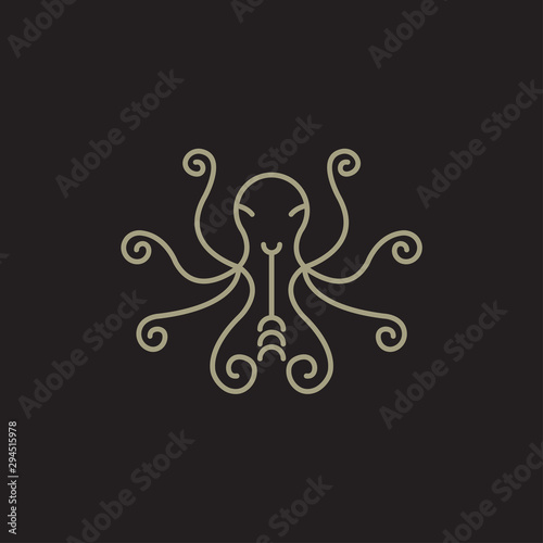 vector logo octopus linear. abstract template.
