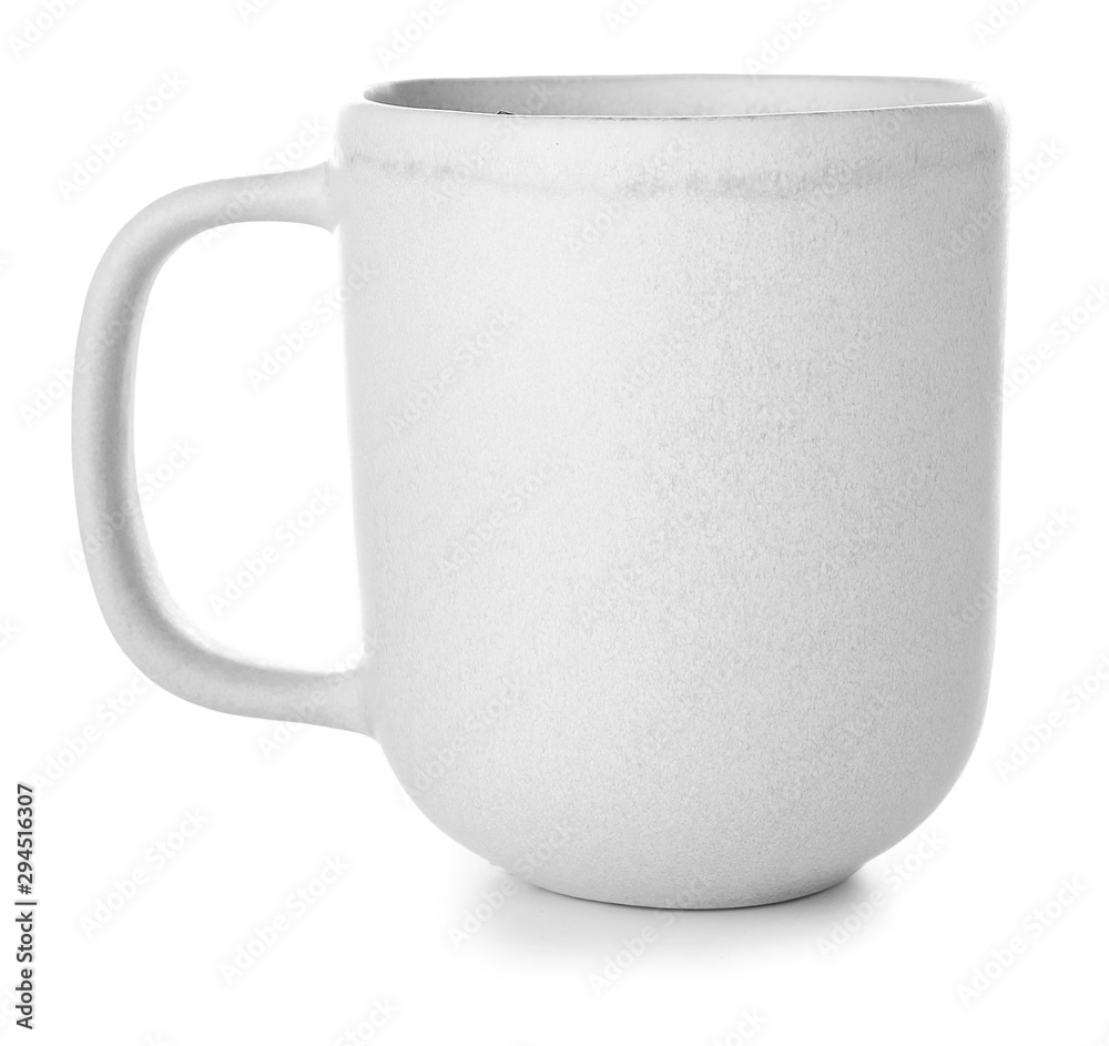 Ceramic cup on white background - obrazy, fototapety, plakaty 
