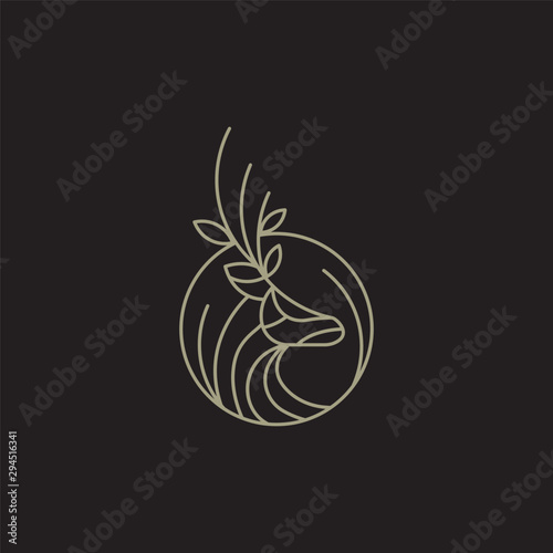 Deer logo geometric shape - Linear deer head logo vector