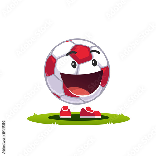 Glad soccer football fan character watching match photo