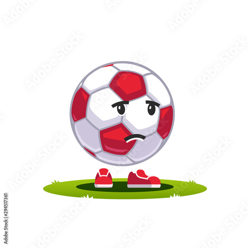 Sad soccer football fan grieving over team defeat