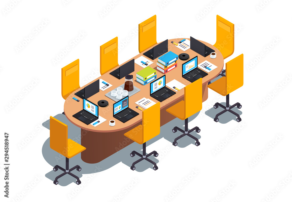 Modern boardroom interior design with big table Modern boardroom interior design with big table