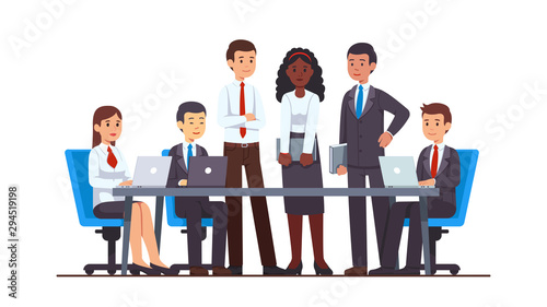 Business people group meeting at big office desk