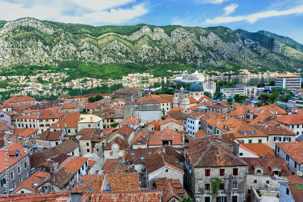 Panorama of the Old Town and the Bay of Kotor, Montenegro