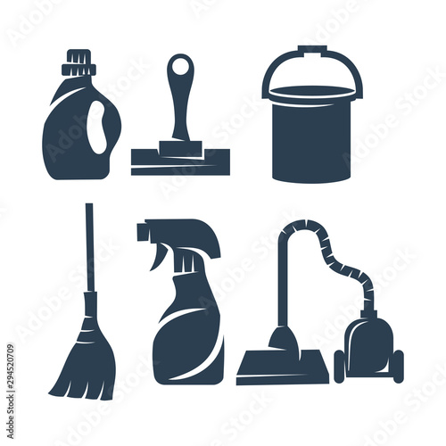 Cleaning Service Tool Business logo design Template Vector Set