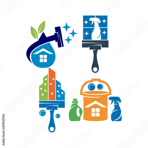 Cleaning Service Business logo design Template Vector Set