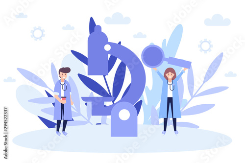 Cancer treatment. Concept of medicine web page .Flat vector illustration isolated on white background. Can use for web banner, infographics, web page.
