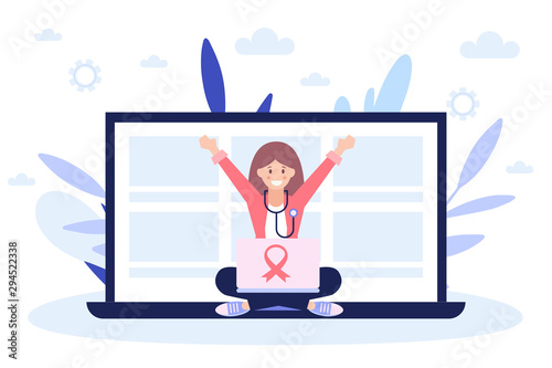 Cancer treatment. Concept of medicine web page .Flat vector illustration isolated on white background. Can use for web banner, infographics, web page.