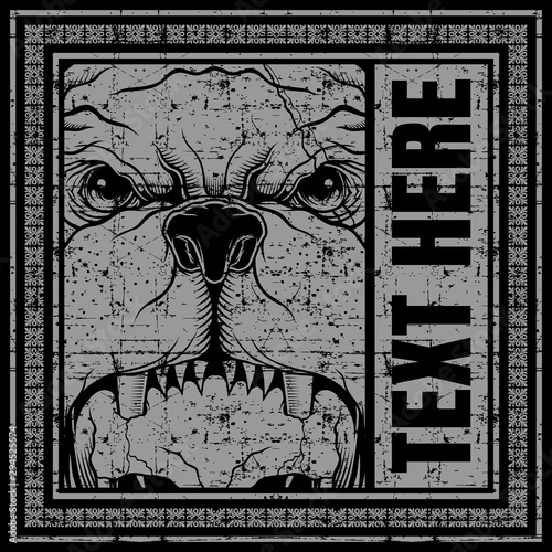 grunge style bull dog hand drawing vector,.vector hand drawing,Shirt designs, biker, disk jockey, gentleman, barber and many others.isolated and easy to edit. Vector Illustration