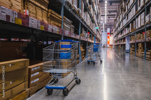 2 cart in warehouse aisle in an IKEA store