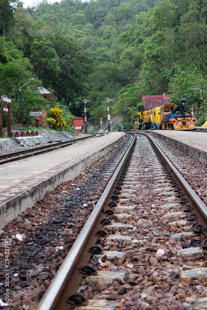 railroad tracks or railway Tunnel pass in thailand