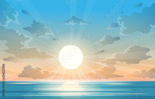 Ocean sunrise illustration