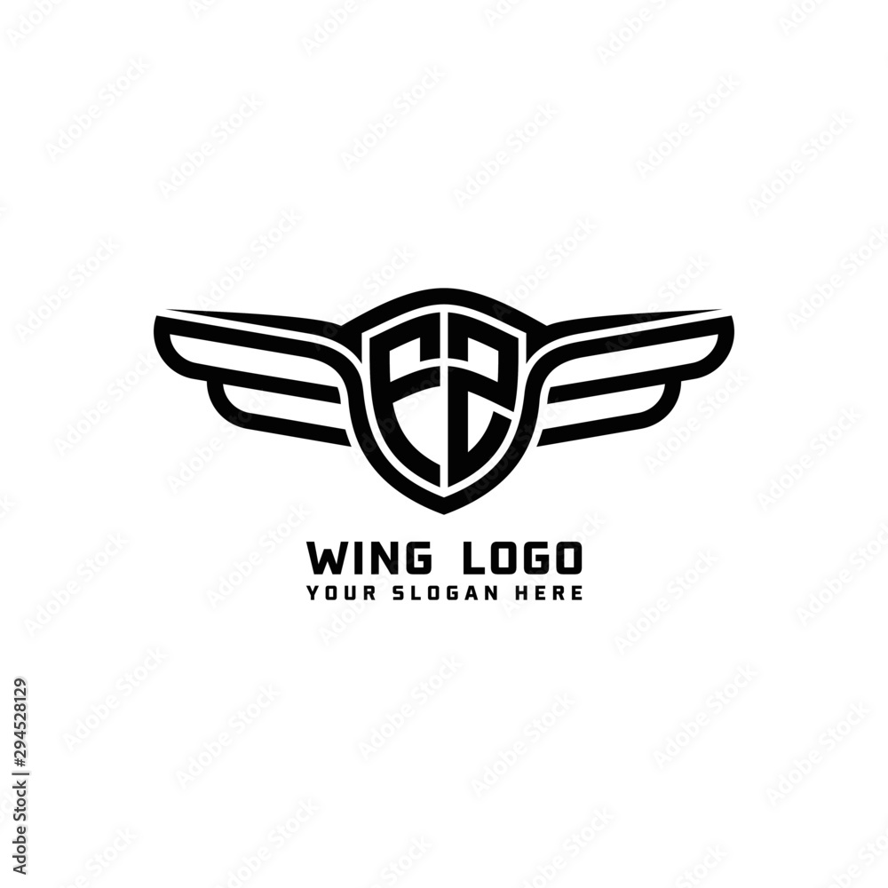 FZ initial logo wings, abstract letters in the middle of black FZ initial logo wings, abstract letters in the middle of black