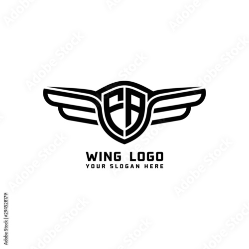 FA initial logo wings, abstract letters in the middle of black photo