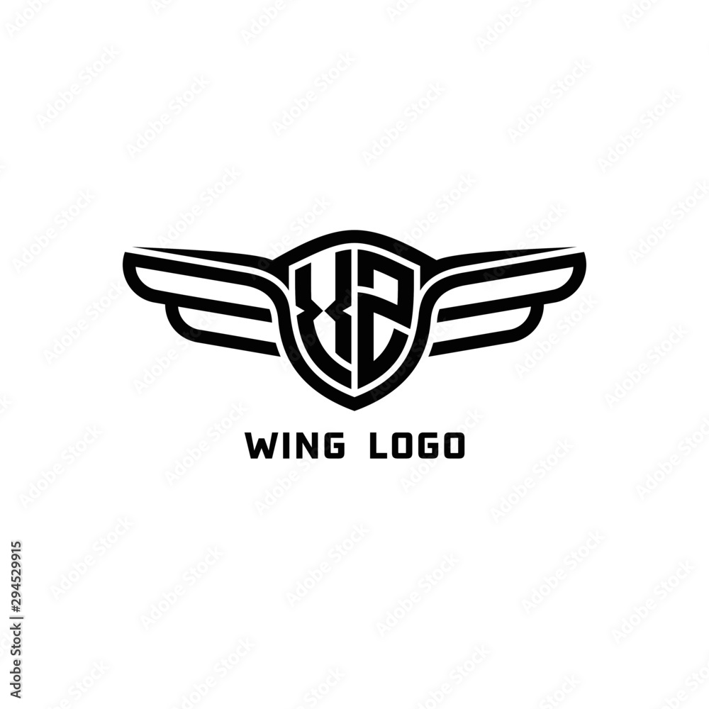 Obraz premium XZ initial logo wings, abstract letters in the middle of black