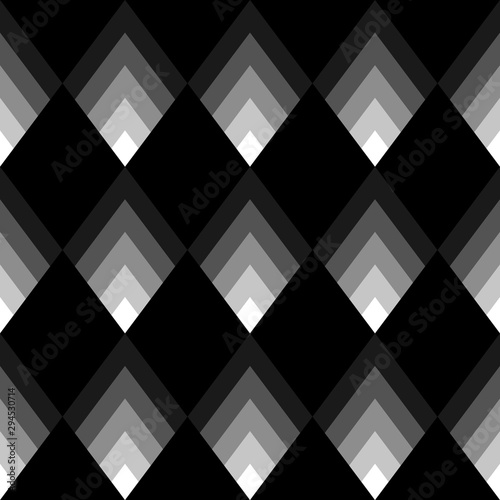 Rhombus Geometric Black and White Seamless Pattern