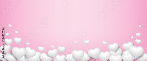 Illustration of love.White hearts on abstract pink background.Vector symbols of love for Happy Mother's. Valentine's Day.Birthday greeting card design.
