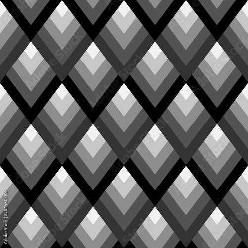 Rhombus Geometric Black and White Seamless Pattern