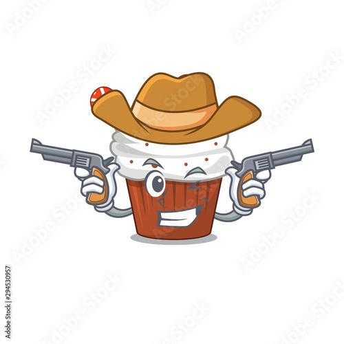 Cowboy christmas cupcake isolated with the mascot