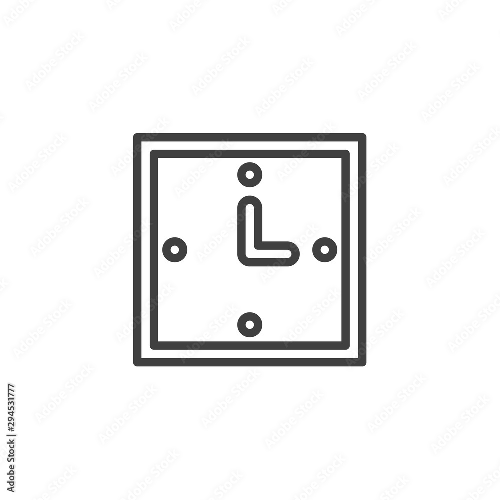 Square clock line icon. linear style sign for mobile concept and web design. Square wall clock outline vector icon. Symbol, logo illustration. Vector graphics