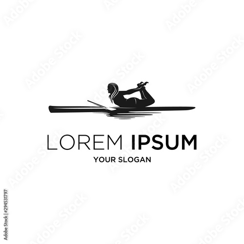 woman paddle yoga silhouette logo