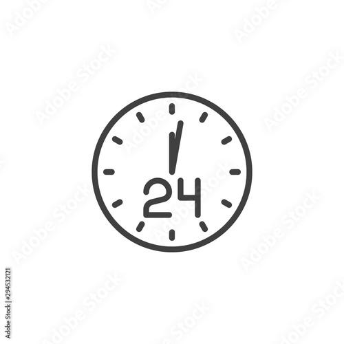 24 hours time line icon. linear style sign for mobile concept and web design. Clock 24 outline vector icon. Symbol, logo illustration. Vector graphics