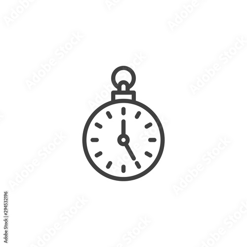 Pocket watch line icon. linear style sign for mobile concept and web design. Stopwatch chronometer outline vector icon. Symbol, logo illustration. Vector graphics